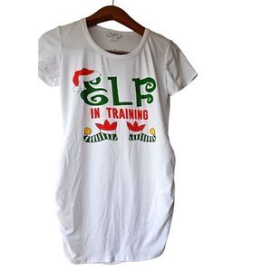 Ruby & Lace Maternity Tee Elf in Training, White, Size Medium,  NWT